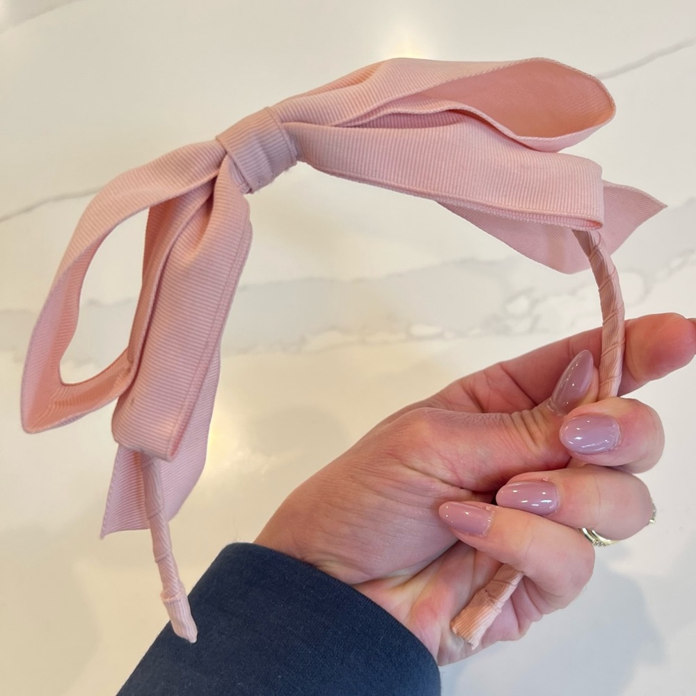 JANIE AND JACK Grosgrain Ribbon Pink Bow Headband - Picture 5 of 6